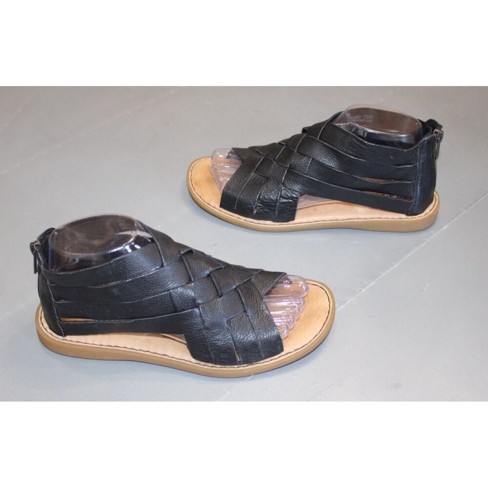 Born IWA Black Woven Back-Zip Gladiator Sandals